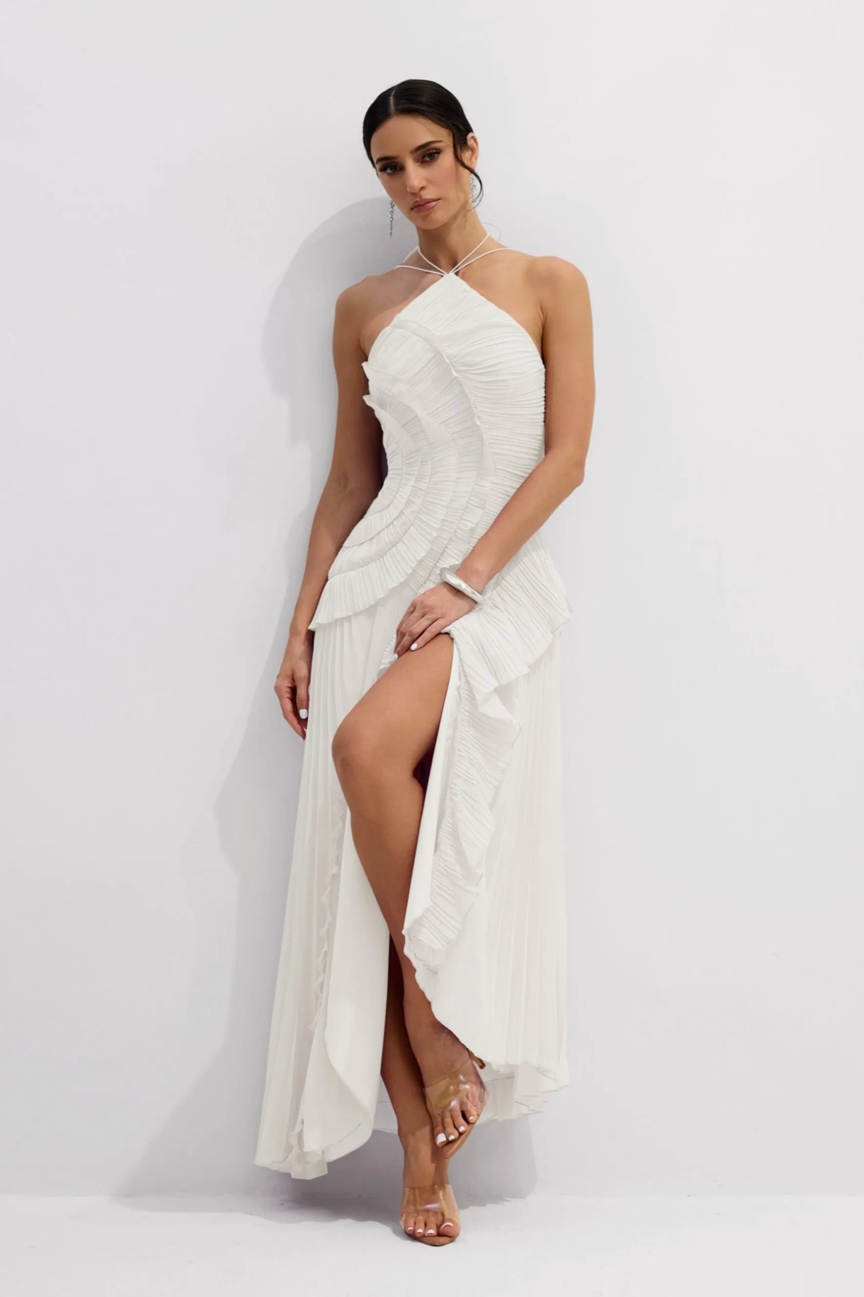 Nina | Pleated Halterneck Dress