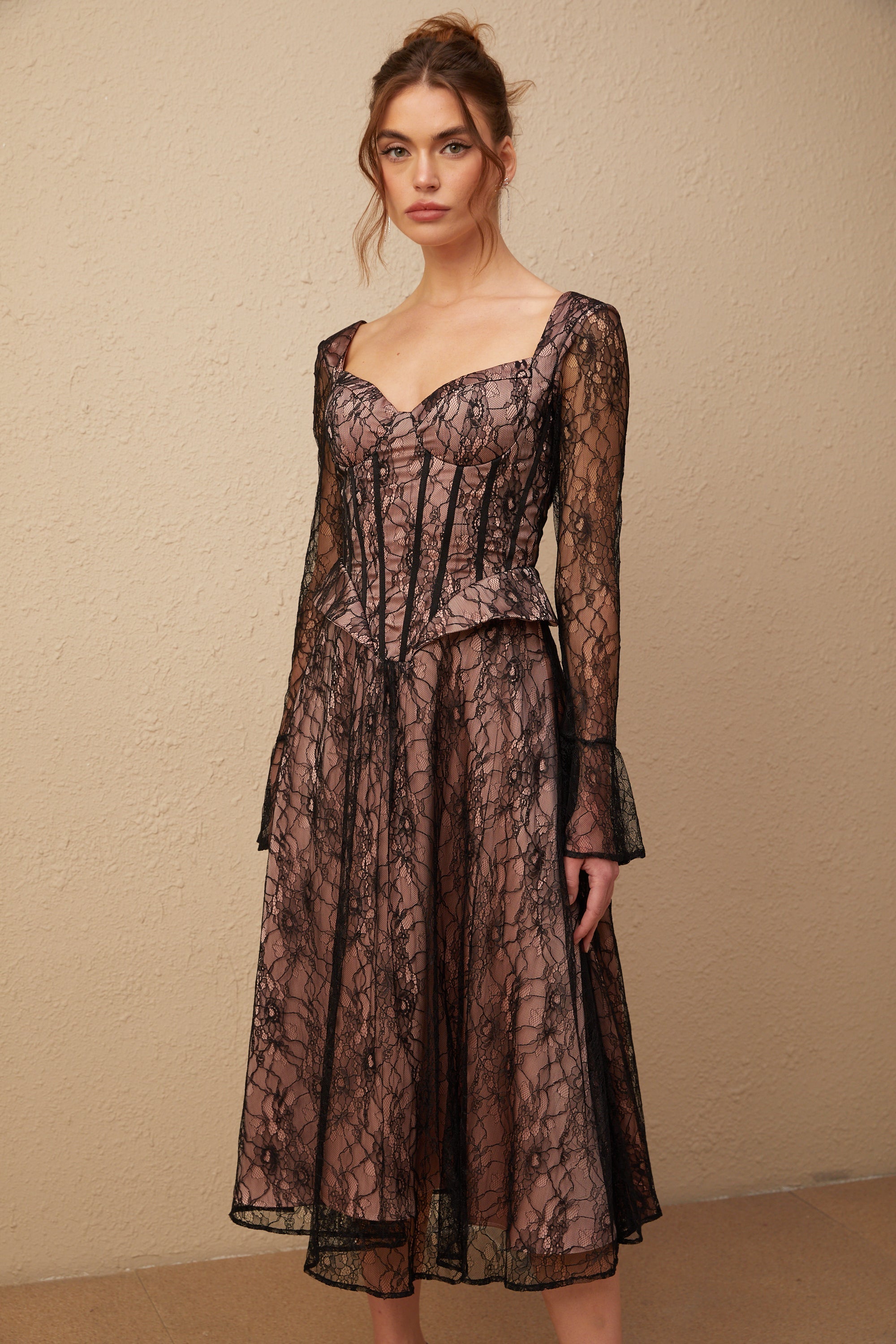 Lace Corset Midi Dress