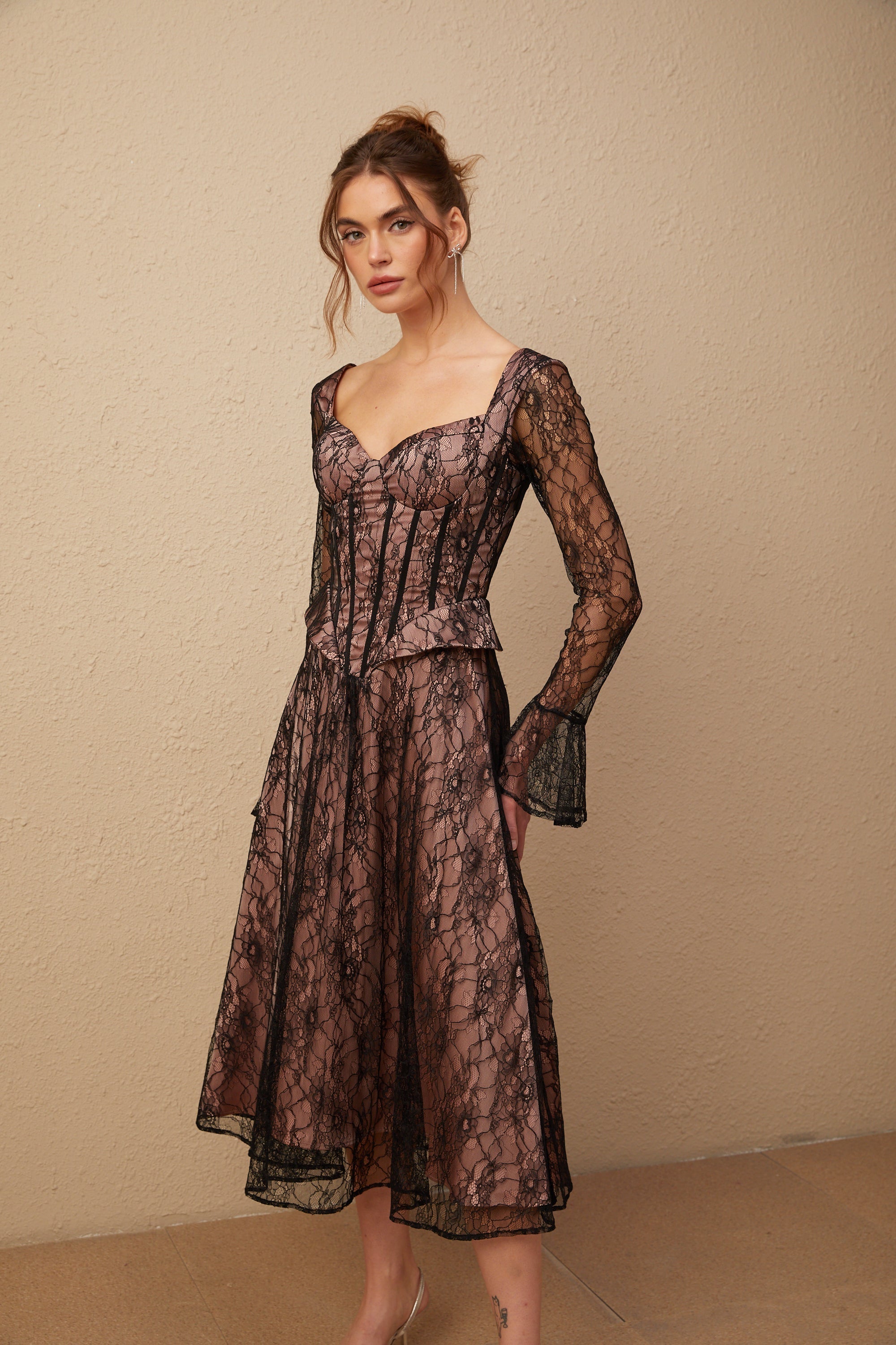 Lace Corset Midi Dress