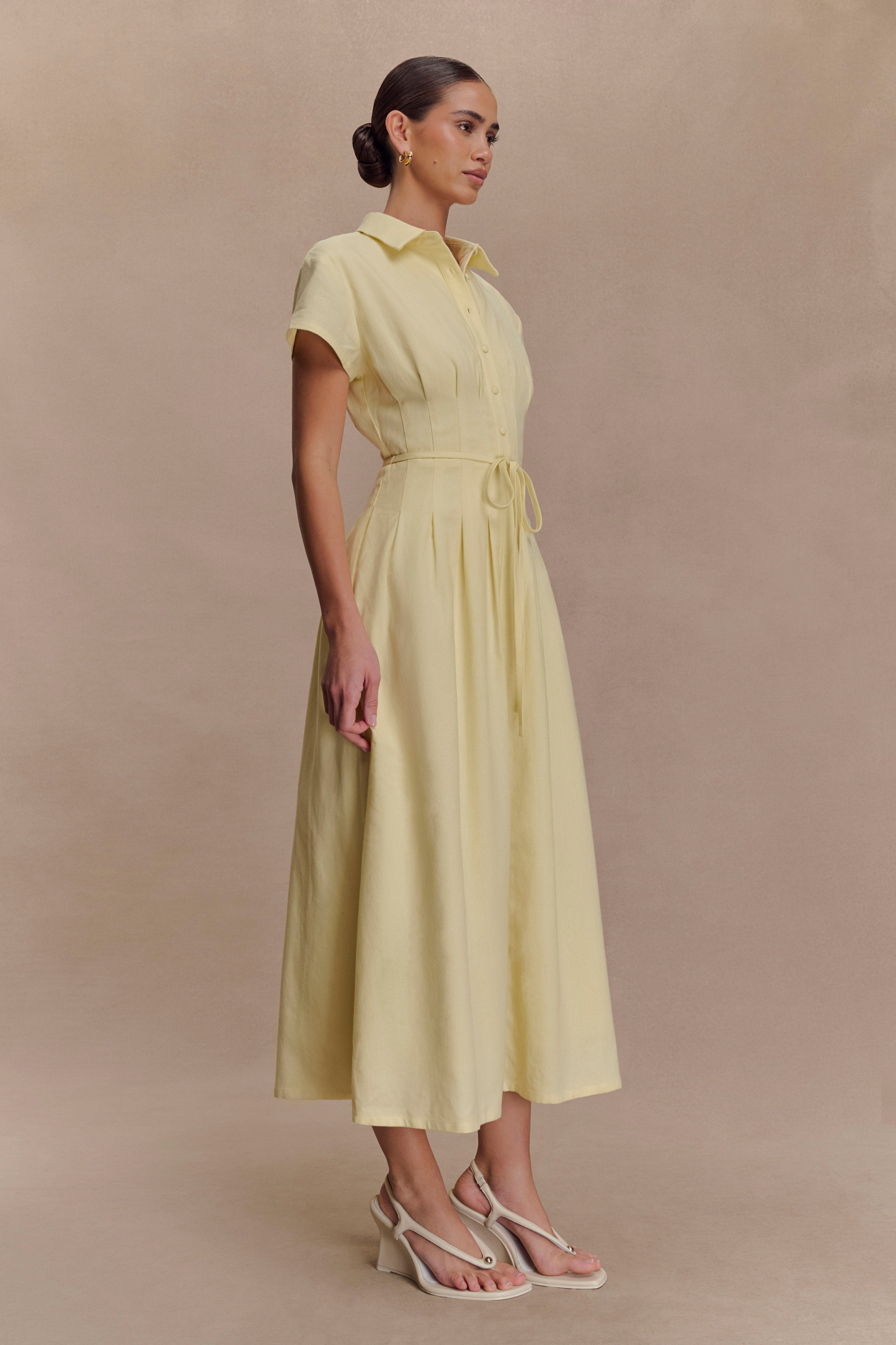 Aysha Buttoned Dress - Lemon