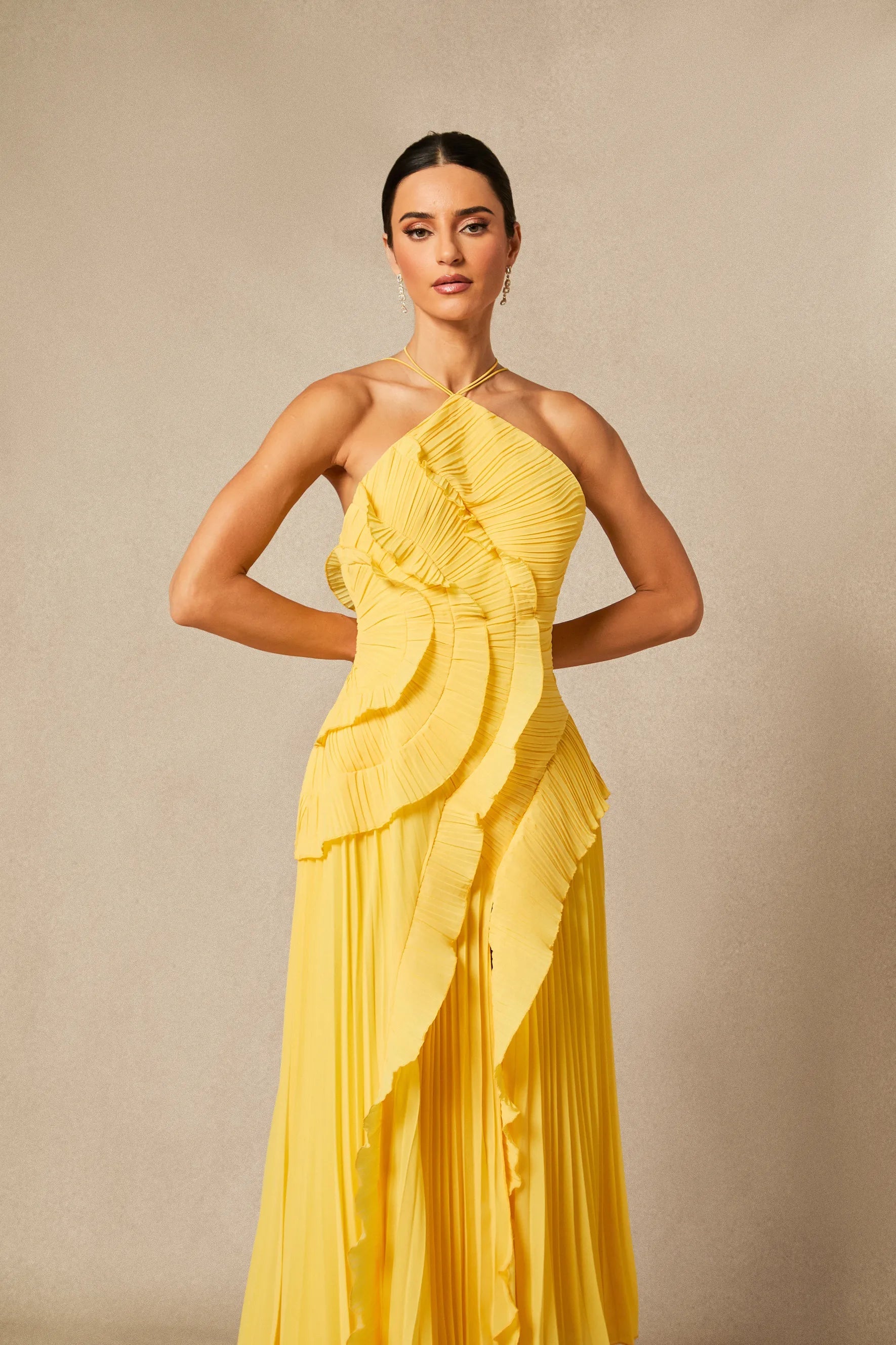 Nina | Pleated Halterneck Dress