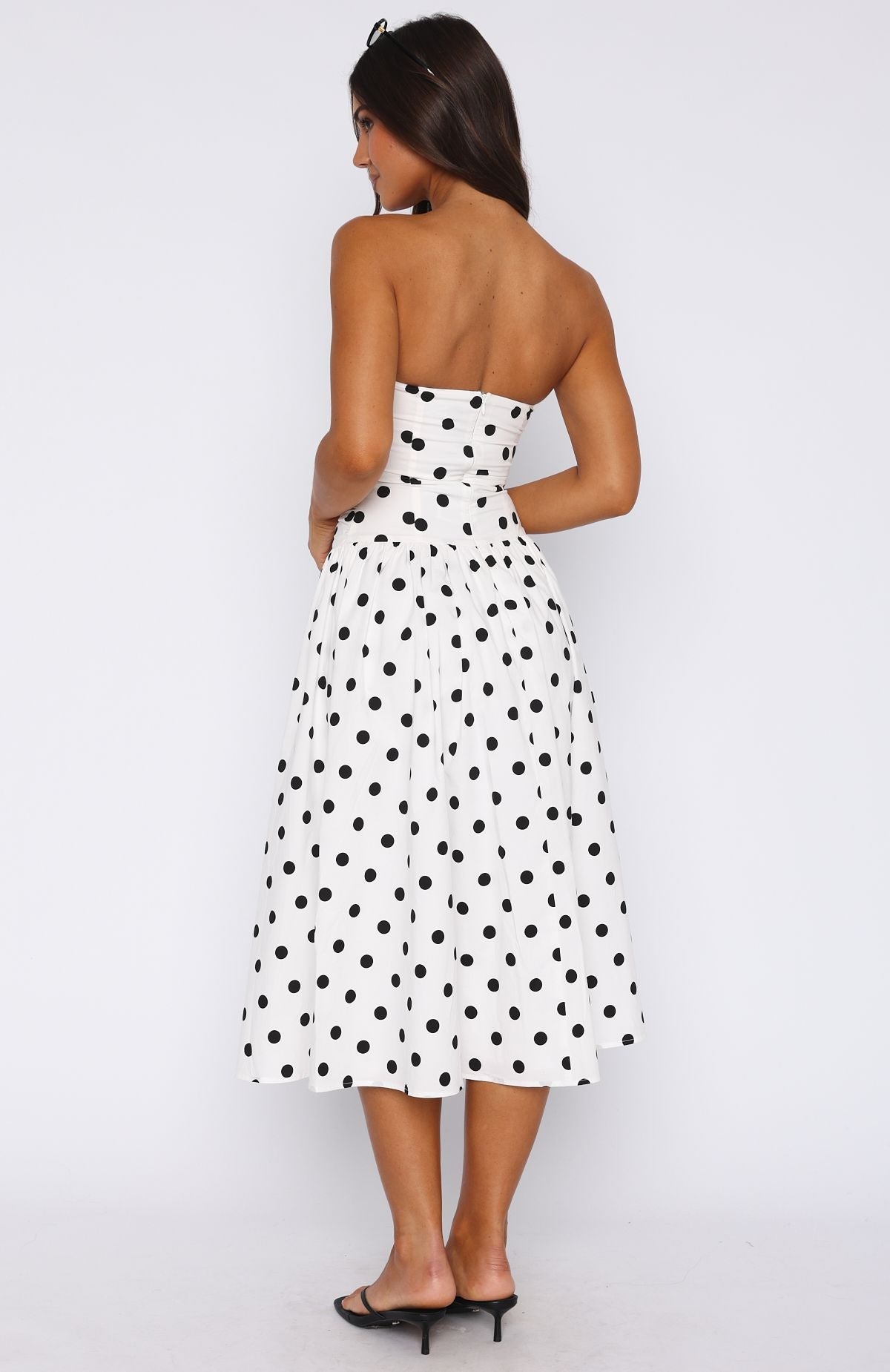 Chic Polka Strapless Midi