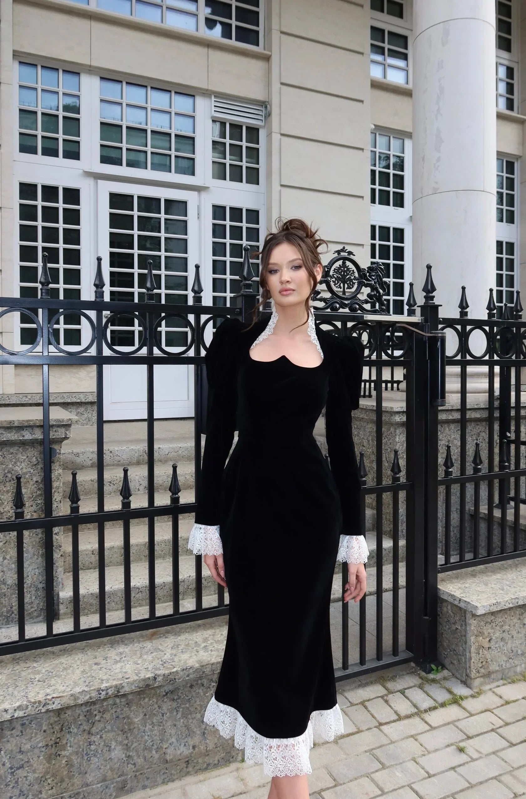 Marielle | Velvet Lace Dress