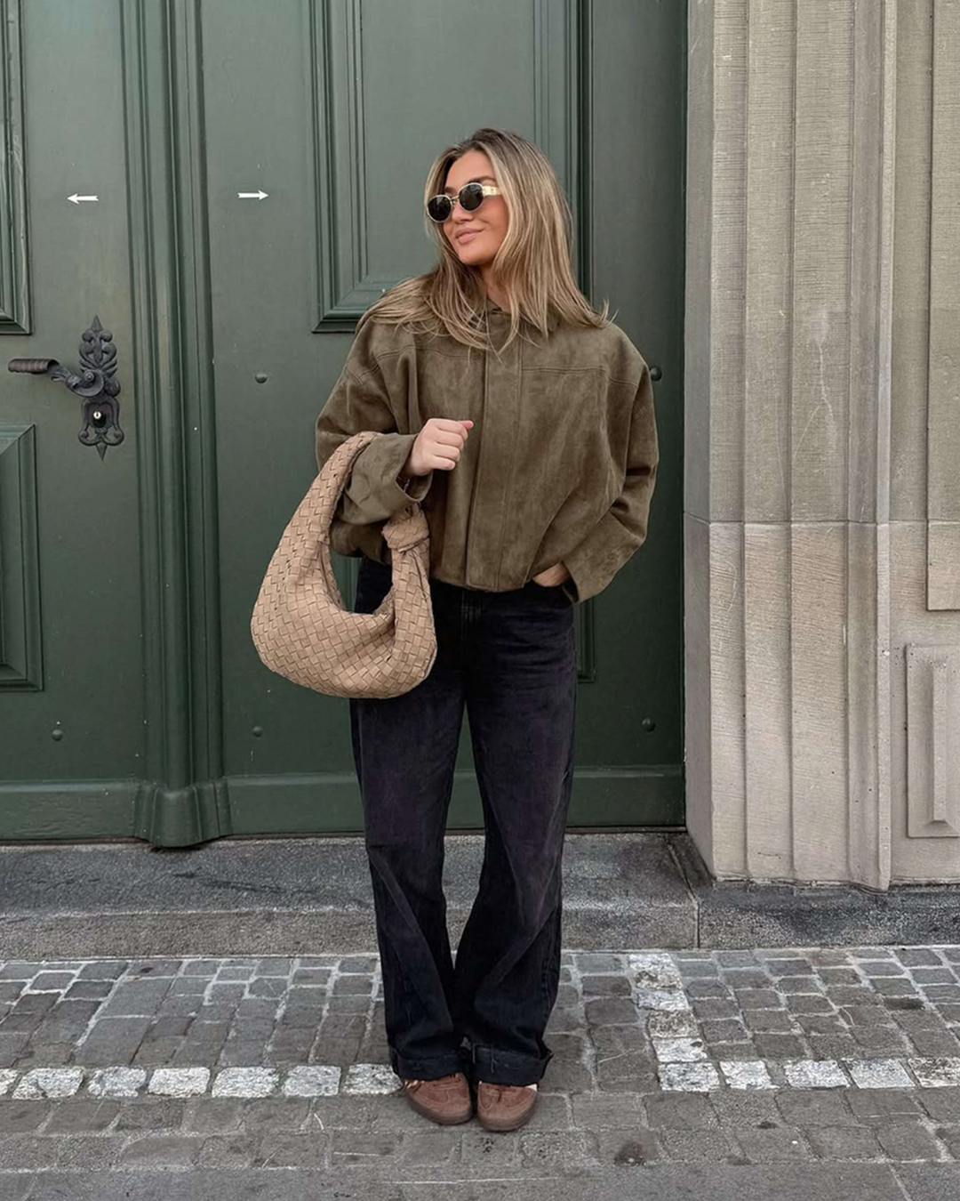 Amber Suede Bomber Jacket