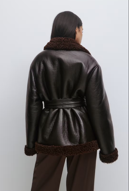 Teddy PU Belted Jacket