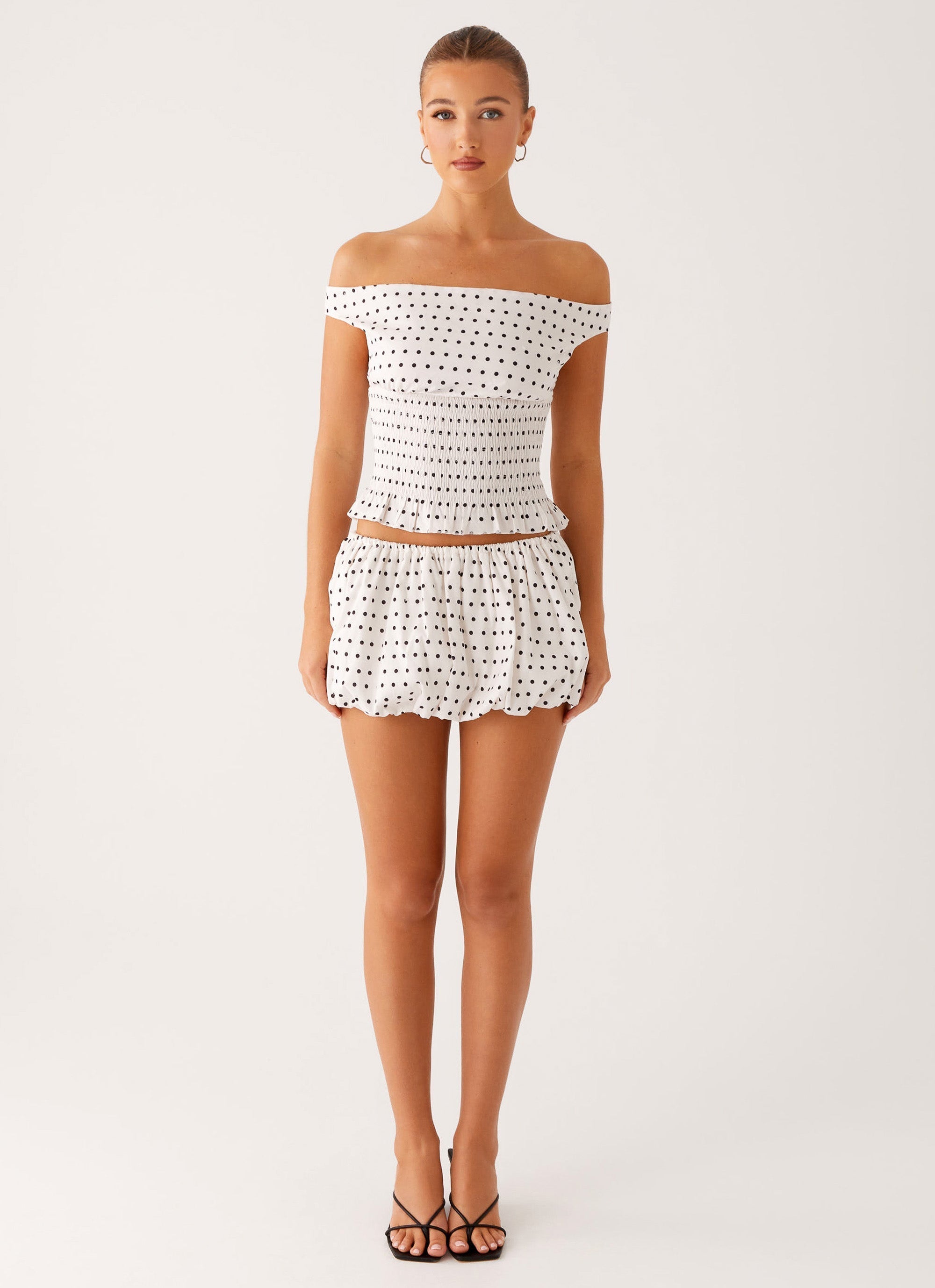 White Black Shoulder Top