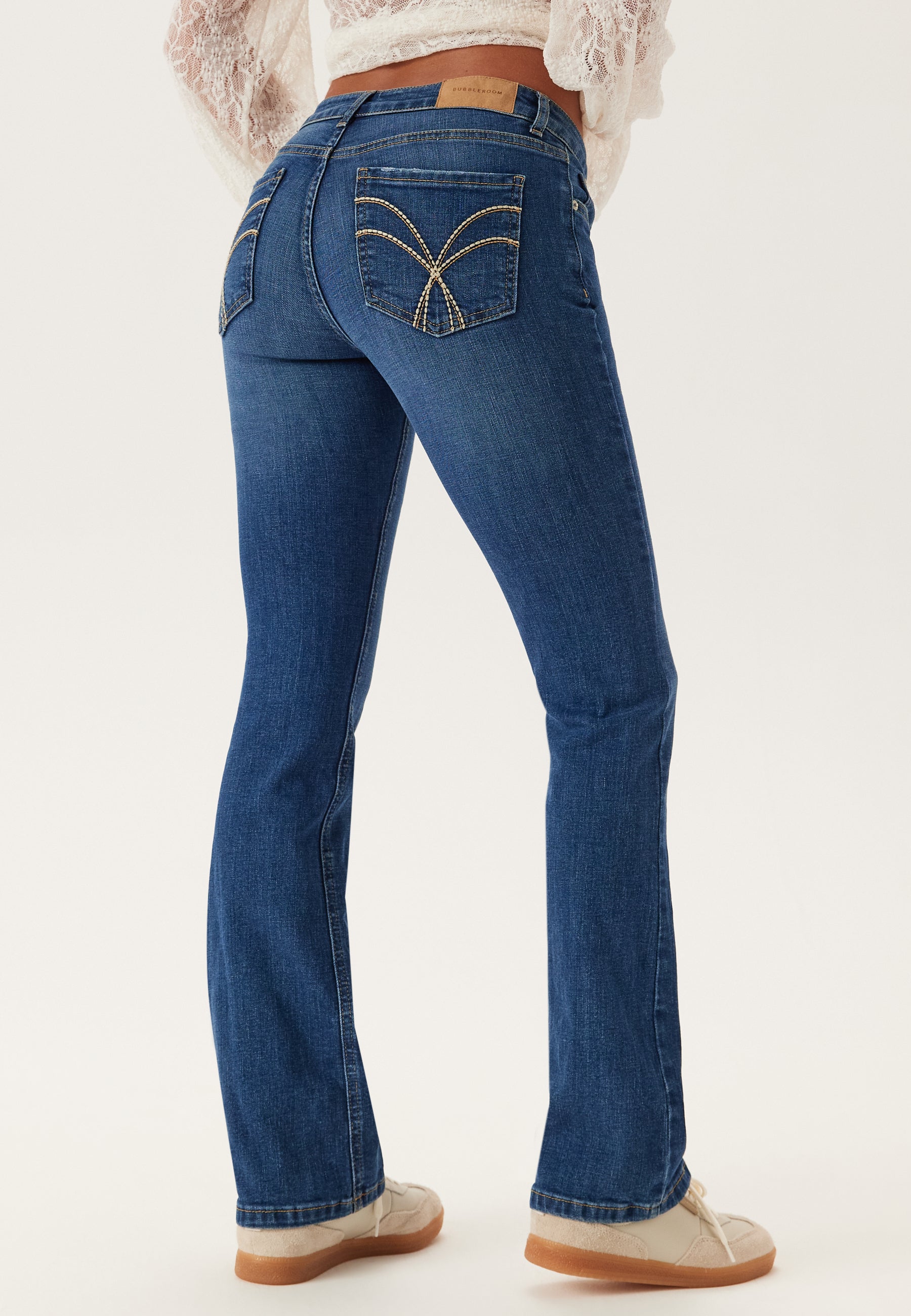 Embroidered Pocket Flare Jeans