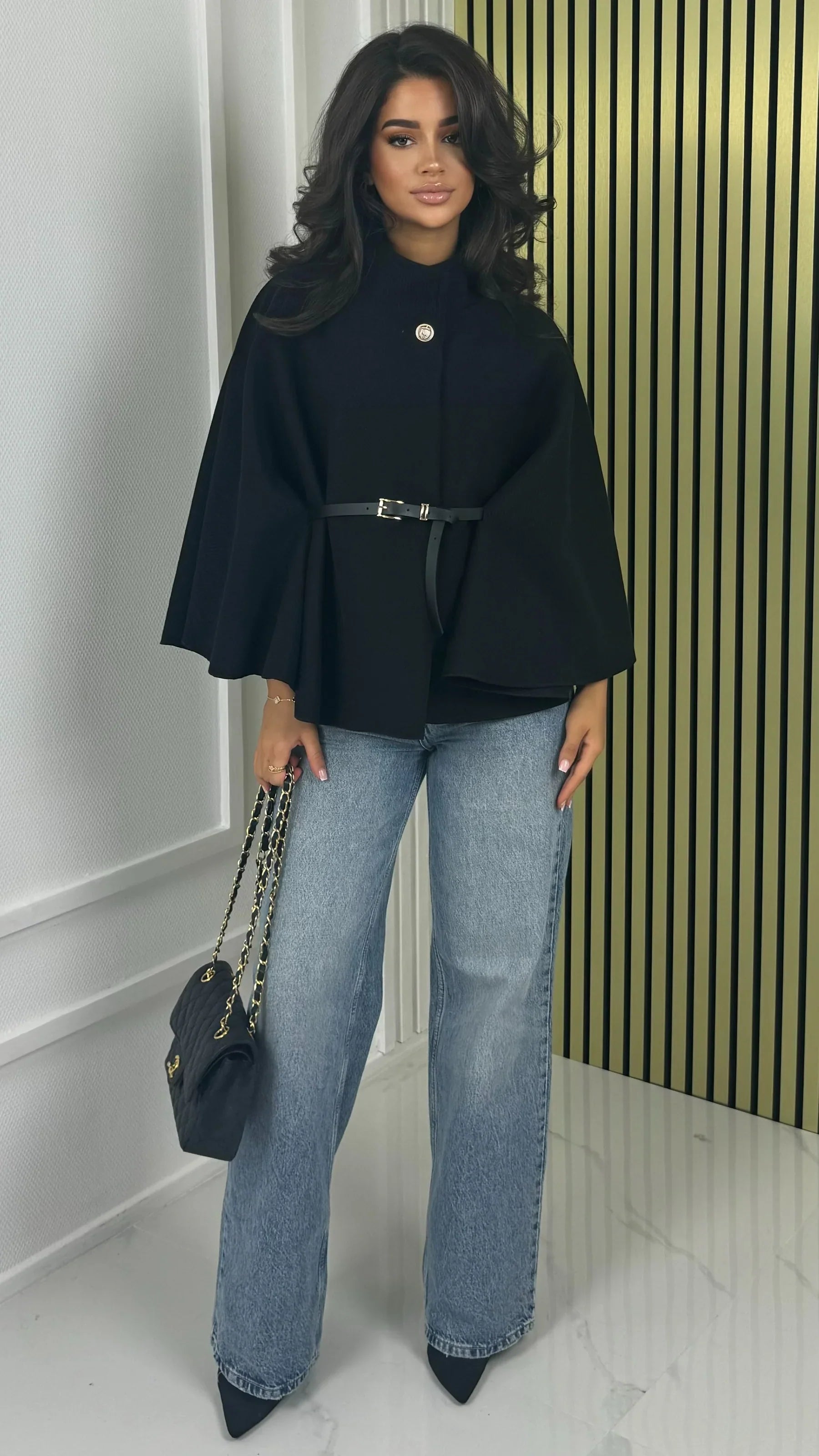 Belted Poncho Cape Coat