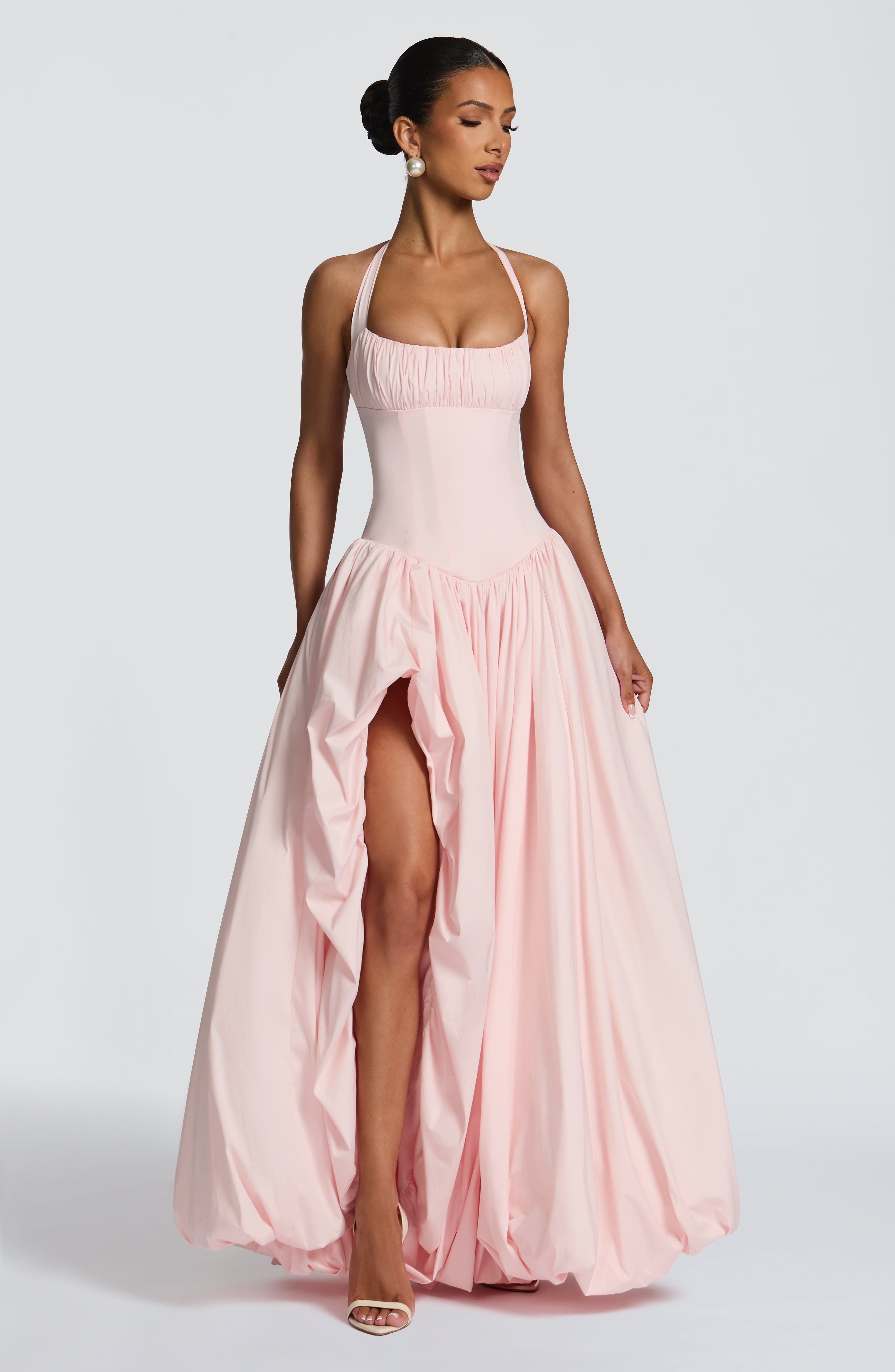 Keira Maxi Puffball Dress Blush