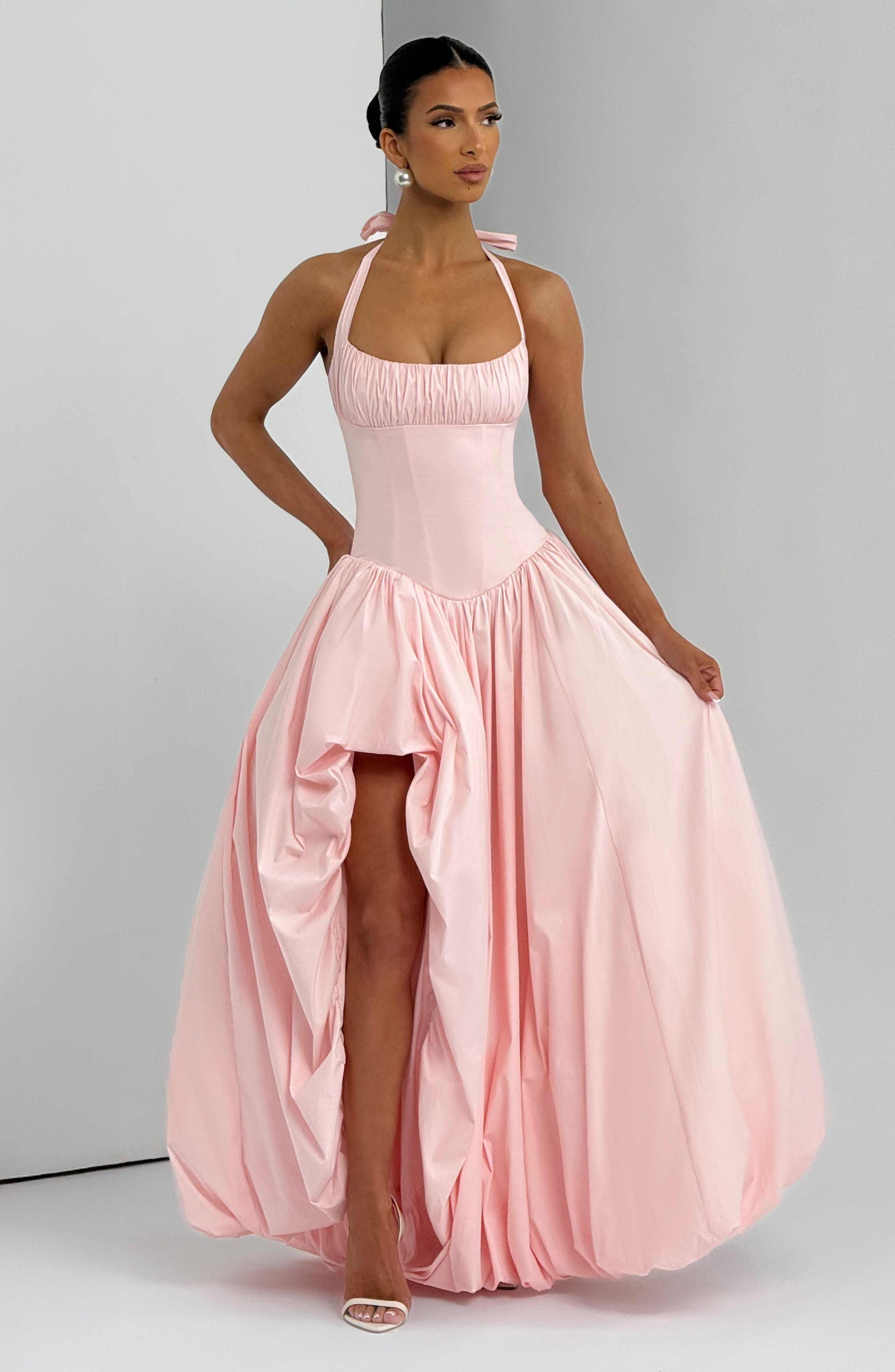 Keira Maxi Puffball Dress Blush