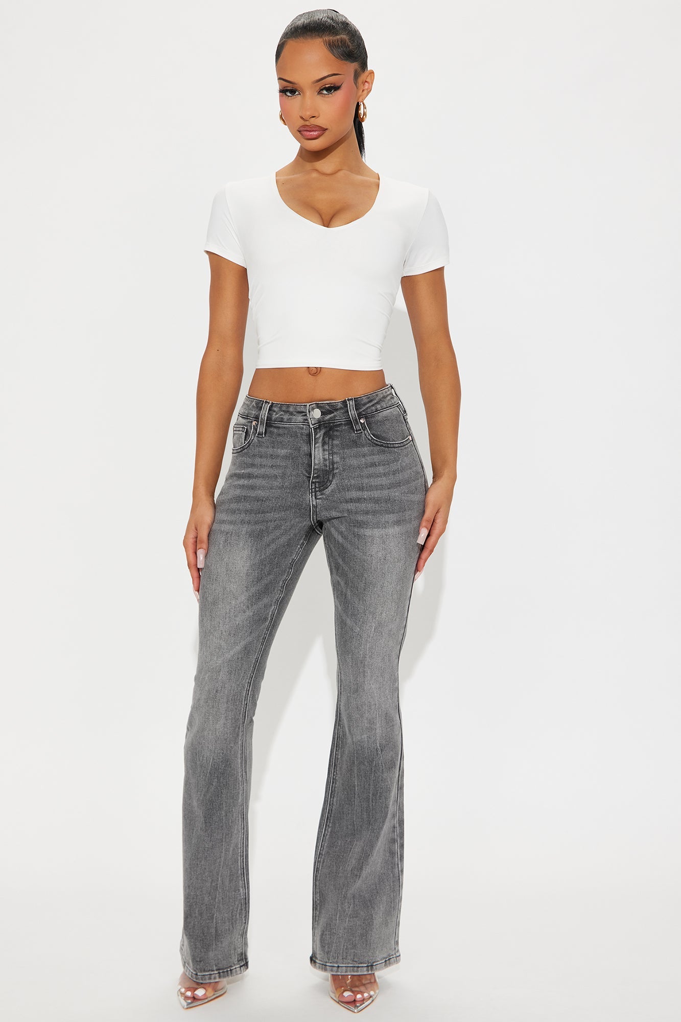 Grey Flare Jeans