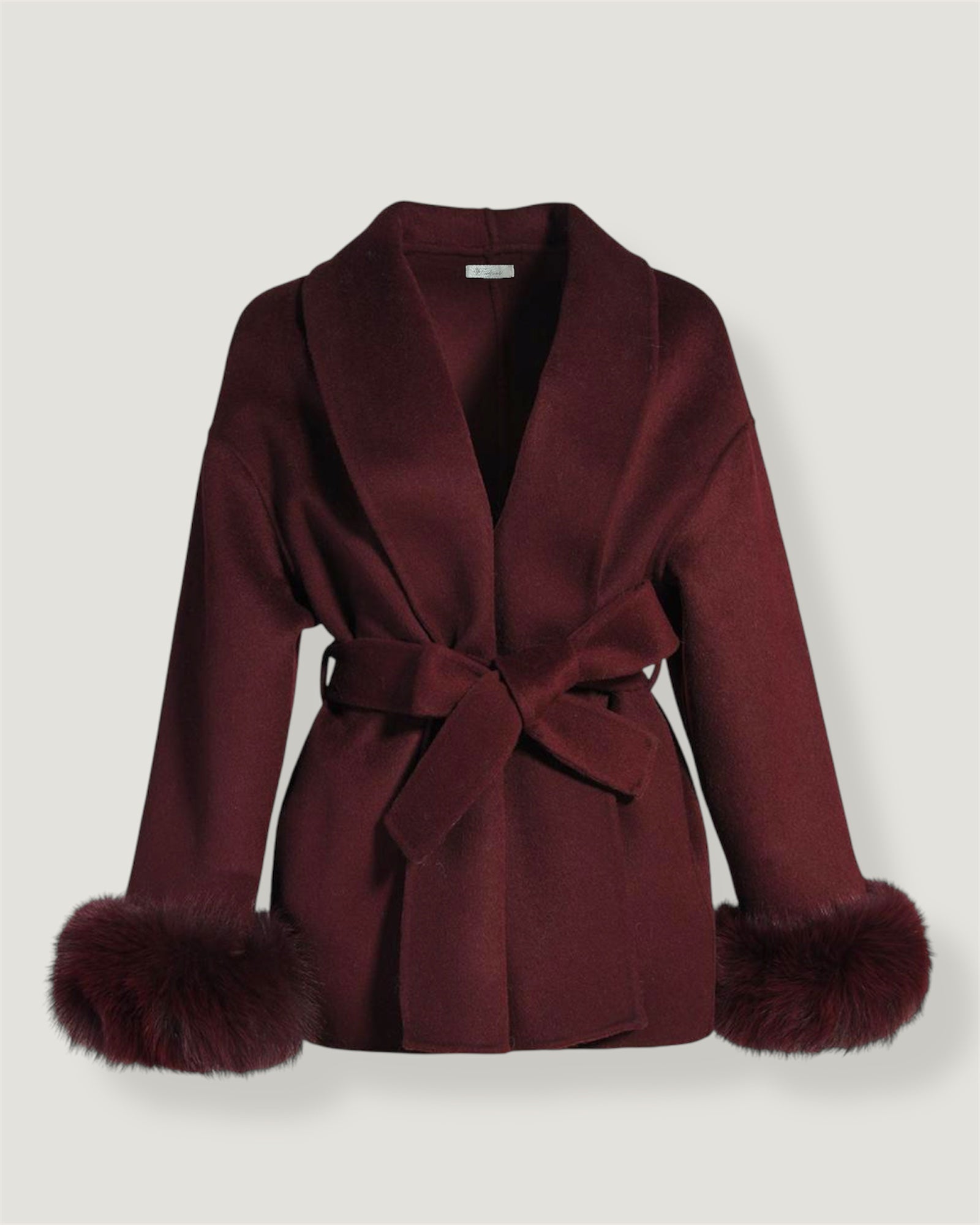 Belted Wool Fur Trim Coat