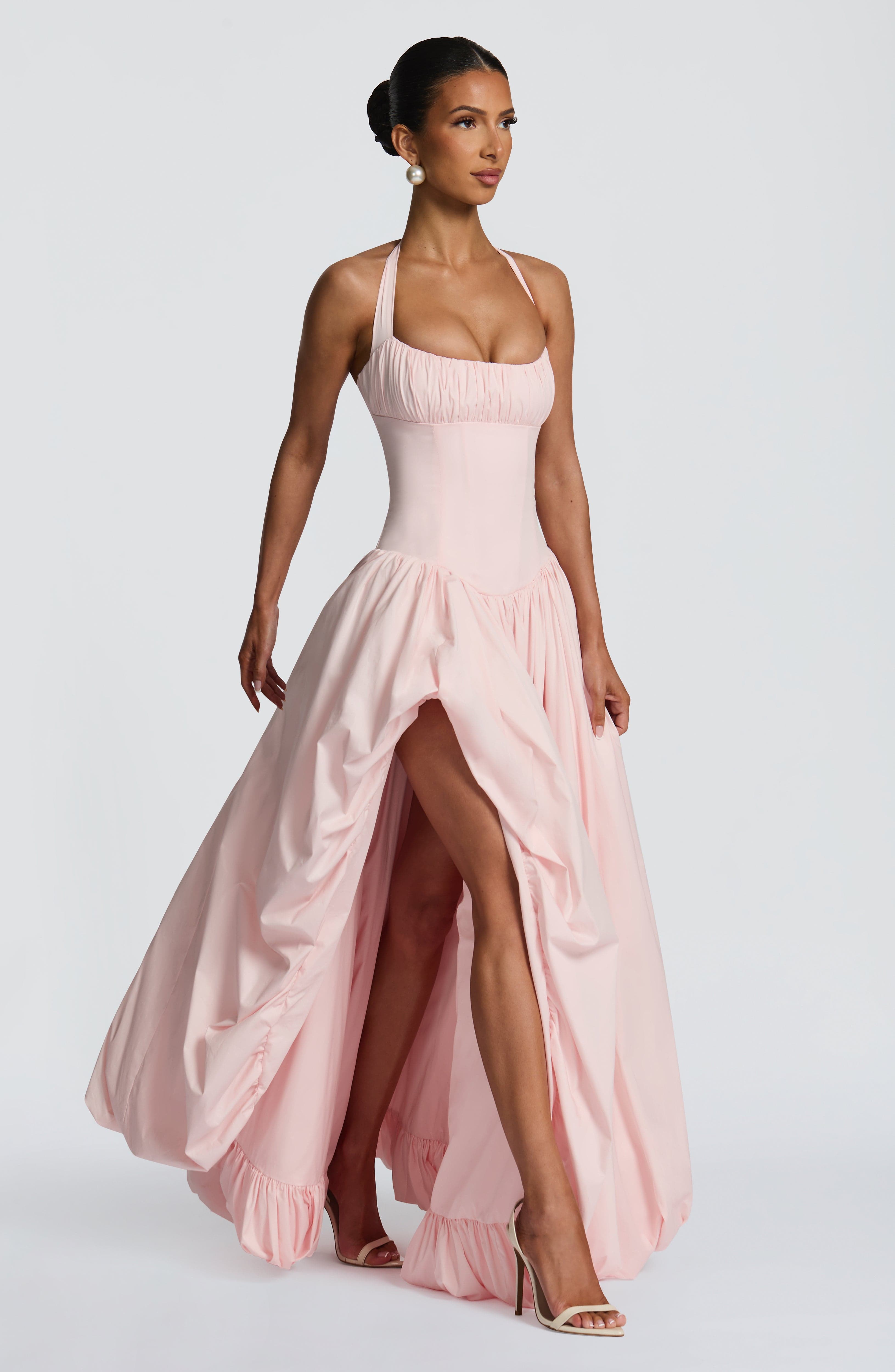Keira Maxi Puffball Dress Blush
