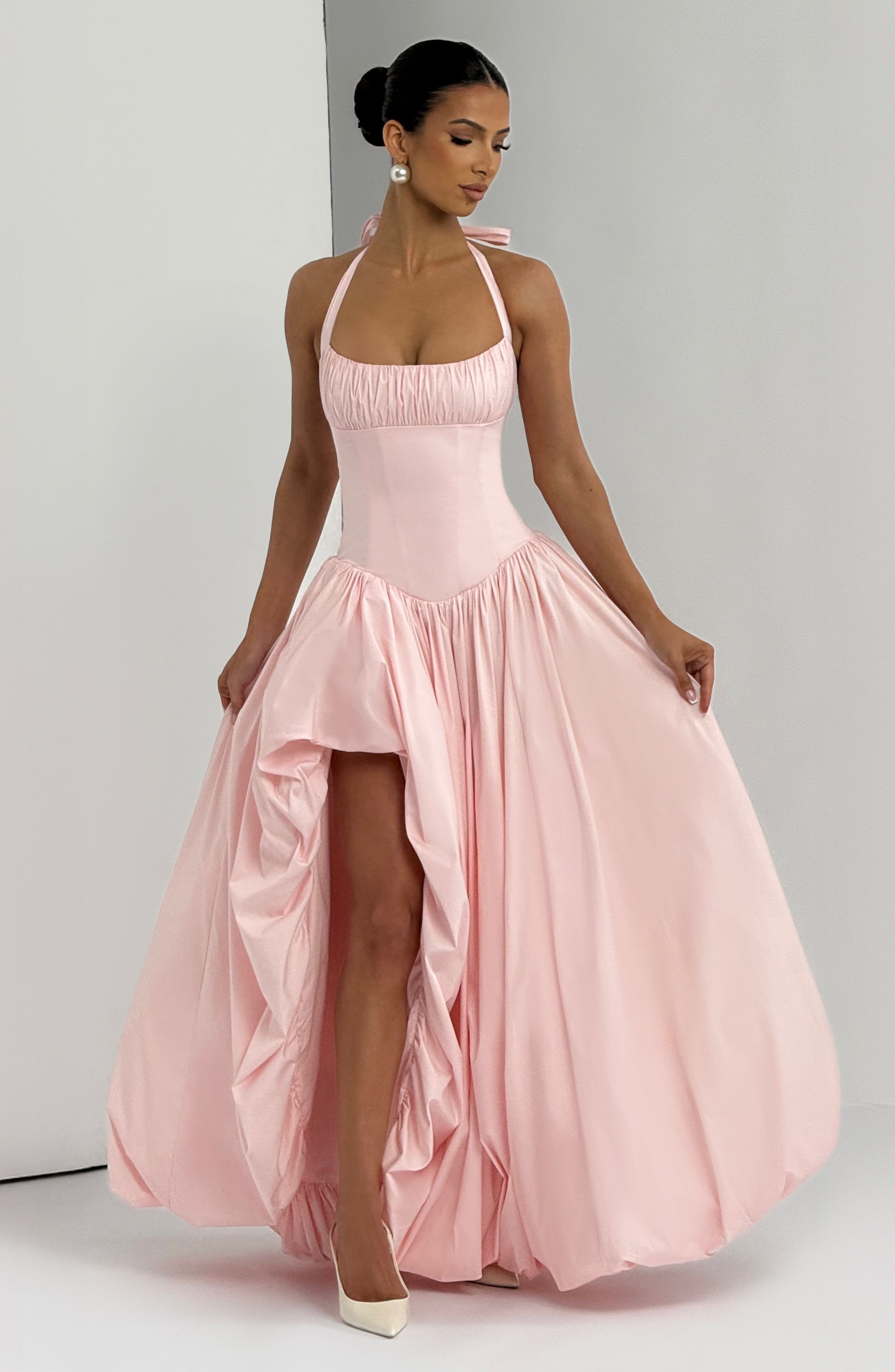 Keira Maxi Puffball Dress Blush